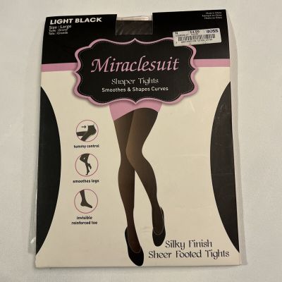 Miraclesuit Shaper Black Tights Size Large Tummy Control Reinforced Toe  NEW