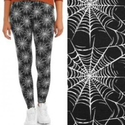 Halloween Spiderweb Print Black Ankle Legging NEW