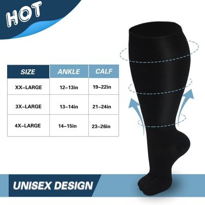 Plus Size Compression Socks For Women Men Knee High Support Wide Calf Stockings