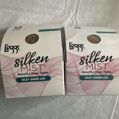 Leggs Silken Mist Slimy Sheer Q Pantyhose #98024 Queen Size Nude 2 packs / 1 Ea