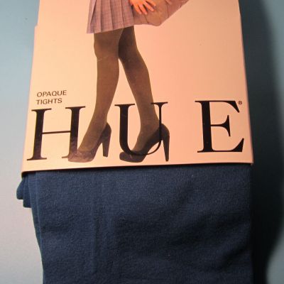 NWT HUE - Opaque Tights Size 2 Fits  120-170 lbs Blue - Made in the USA