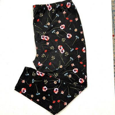 Woman Within Black Colorful Flower Plus Size 3x TALL Stretchy Leggings # 30