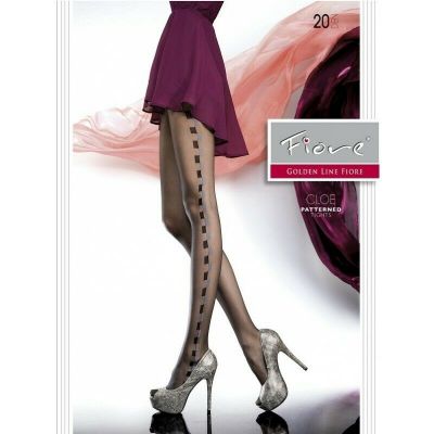 Fiore tights Cloe 20 den black patterned pantyhose, MEDIUM, Made in Poland