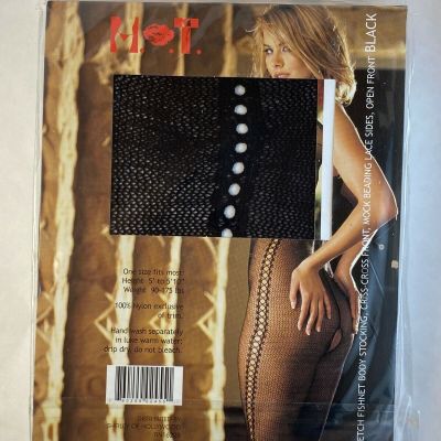 90033-blk One size stretch open front bodystocking Shirley of Hollywood lingerie