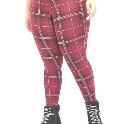 Torrid Women's Capri Leggings, Maroon & Black Plaid, Stretch, Size 3X