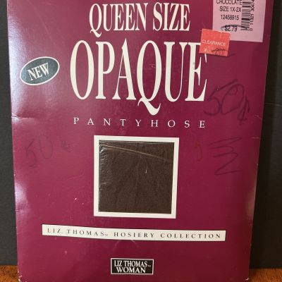 Liz Thomas Woman Queen Size Opaque Chocolate 1x 2x VTG Pantyhose
