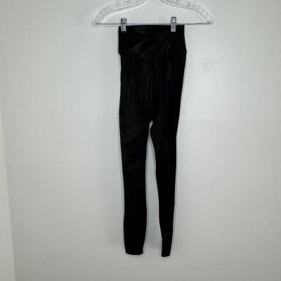 Buffbunny black shiny print high rise crossover waist leggings xs