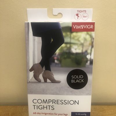Vim Vigr Black Compression Tights 15-20 mmHg Size 1 New