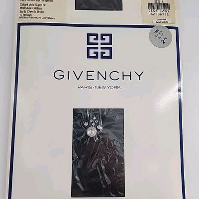 Givenchy French Ultra Sheer Leg Crystal Motif Jet Black Size A NEW