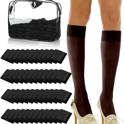 50 Pairs Nylon Knee Highs for Women Knee High Stockings for Women with PVC Makeu