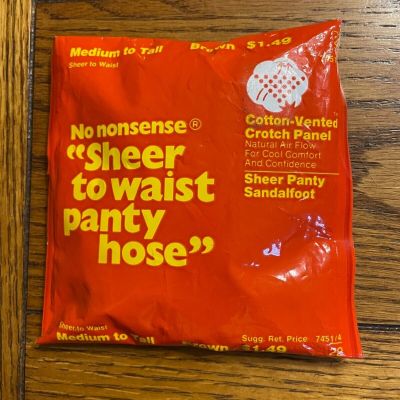 No Nonsense Sheer to Waist Pantyhose, Medium to Tall, Brown Sandalfoot - New