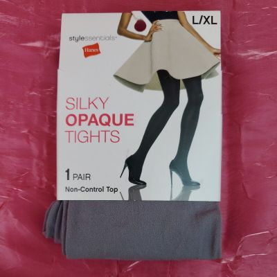 Hanes Style Essentials Silky Opaque Tights Size L/XL Grey Non-Control Top New