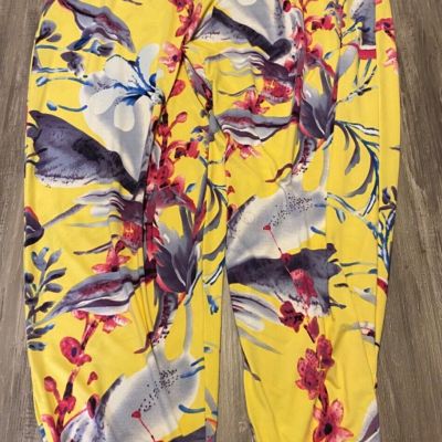 Unbranded~Bright Multicolored Floral Printed~Baggy Loose Leggings~Tie Ankles~XL
