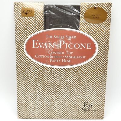 Evan-Picone Ample Silkee Sheer Control Top 183 New Grey Sandalfoot Pantyhose USA