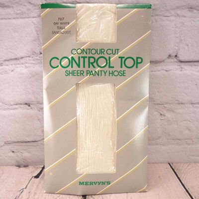 Mervyn's Contour Cut Control Top Size Tall Off White Vintage Sheer Pantyhose