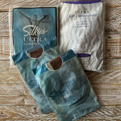 Vintage Silkies Control Top Pantyhose Nylons ~4 pair