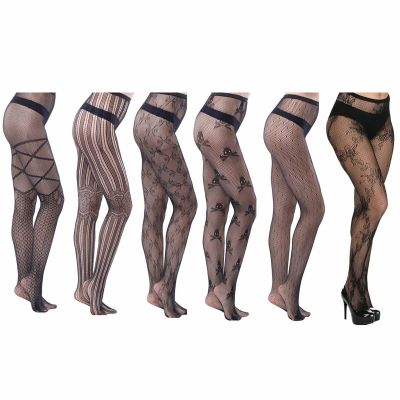 6 Pairs Women's Ladies High Waist Sexy Pantyhose Fishnet Lace Tights Stockings