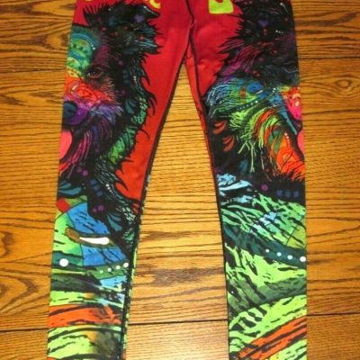 Xlusion Size M Dog Lovers Art to Wear Border Collie Yoga Athletic Leggings
