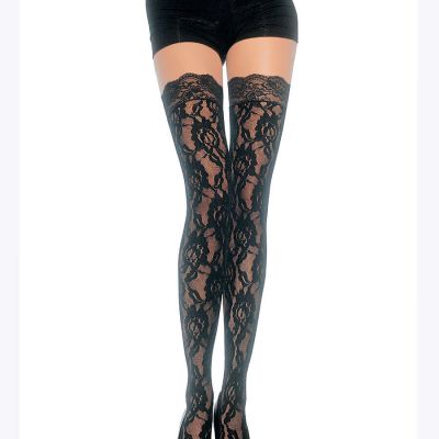 Brand New Rose Lace Thigh High Stockings With Lace Top Leg Avenue 9762