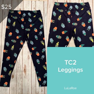 LuLaRoe NEW Leggings TC2 (Tall & Curvy 2) Buttery Soft Sz 18+ Cactus