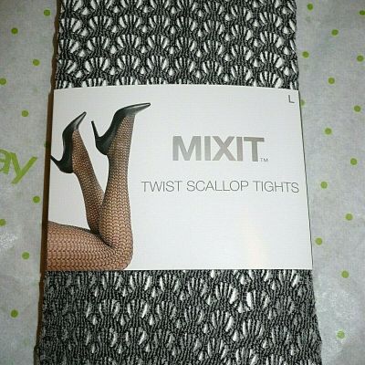 Mixit Women's Twist Scallop Tights Size Small Black Gray 1 Pair NEW