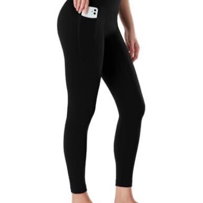 /Yoga Pro 7/8 Leggings with Side Pockets for Women, Large Workout Pro Black