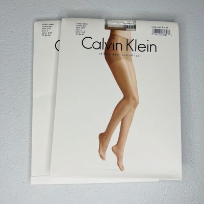 New Calvin Klein Chiffon Sheer Control Top Buff Size A Style K21 2 Pair Pack