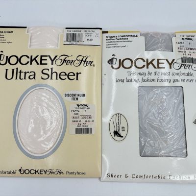 TWO Jockey for Her Sheer Pantyhose Medium Tall Pink Champagne