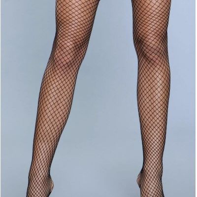 BeWicked Amber Lace Top Fishnet Thigh Highs Black - Fishnet Thigh High Stockings
