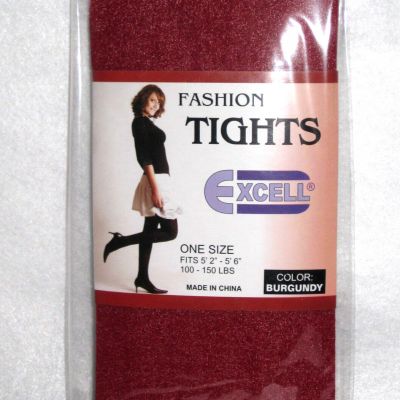 Excell brand Ladies Fashion Tights Burgundy Fits 5'2