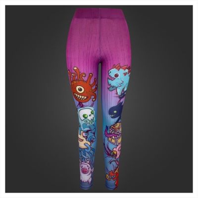 Dungeons & Dragons Chibi Style Womens Sublimated Leggings D&D MIGHTY FINE SMALL