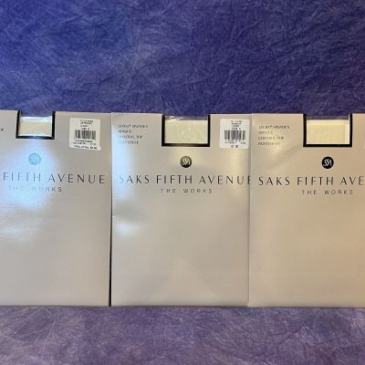 Saks Fifth Avenue Pantyhose A Ivory The Works Control Top Leg Perfection