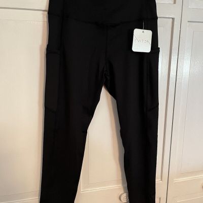 YELETE Women's High Waist Tech Pocket Workout Leggings Black Color Size XL