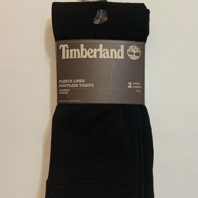 Timberland Women’s Fleece Lined Footless Tights-Black Size Medium/Large 2 Pairs
