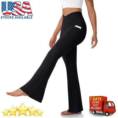 Women High Waisted Flare Leggings with Pockets for Women Bootcut Lady Yoga Pants