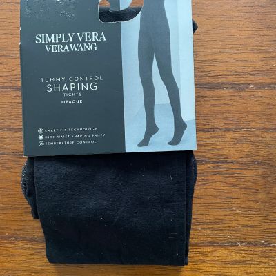 New Simply Vera (Vera Wang) Size 1, Black Tummy Control Shaping Tights, Opaque