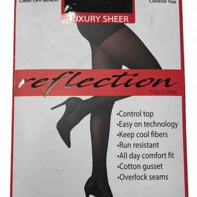 reflection by Re:Define Luxury Sheer Off Black Control Top Pantyhose size 2
