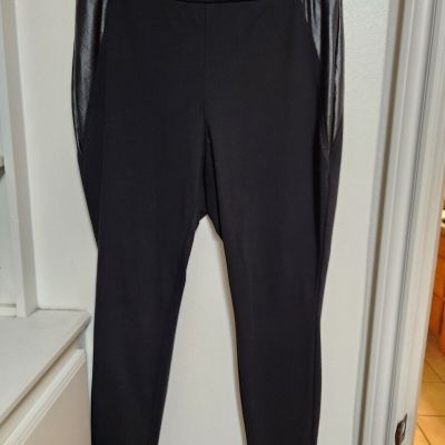 I.N. Studio Black Size 1X Leggings With Faux Leather Side Detail