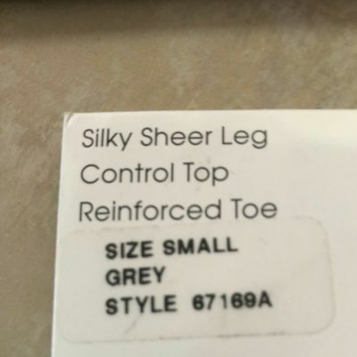 Preston & York Control Top Sheer Pantyhose Style Small GREY