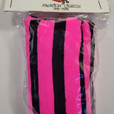 LOLLISOCKS FASHION TIGHTS Hot Pink & Black Striped SZ M/L 5'2