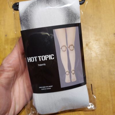 White Nylon Side Seam Daisies Tights Cosplay HOT TOPIC One Size