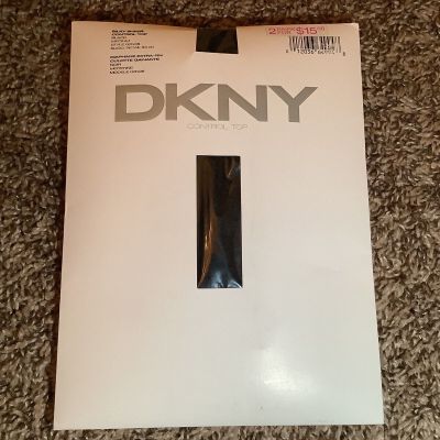 DKNY control top silky sheer pantyhose, color black, size: M