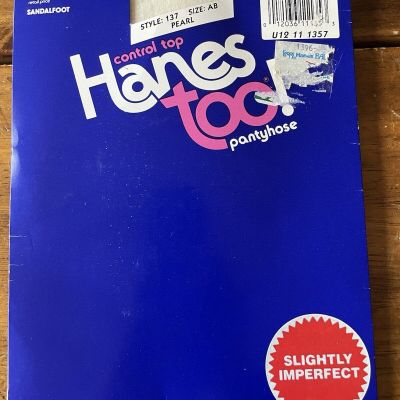 Hanes Too Control Top Sandalfoot Size AB Pearl 137 NOS VTG 1994
