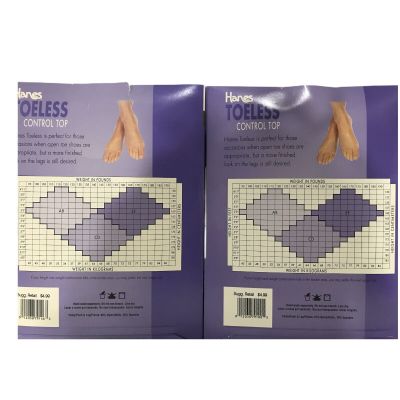 Hanes Pantyhose Womens EF Lot of 2  Toeless Control Top Buff Bisque OG097 Ladies