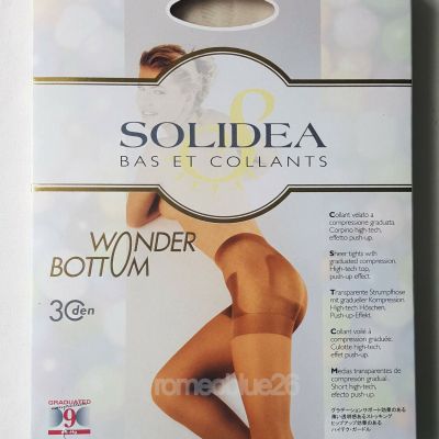 Solidea Wonder Bottom 30 DEN Sheer Tights Compression Italy size 3 Medium-Large