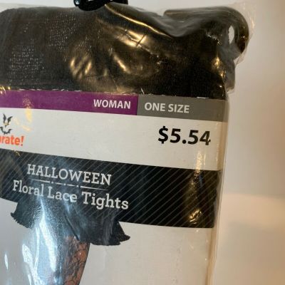 Celebrate Halloween Floral Lace Tights One Size Fits All New In Package