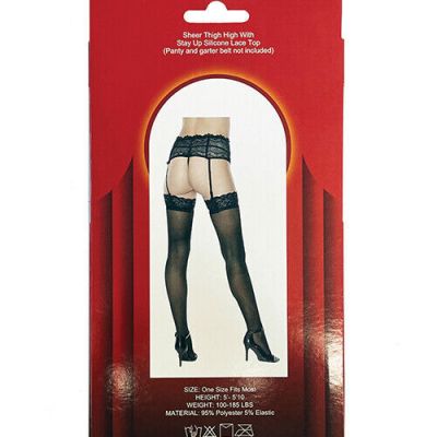Silicone Lace Top Thigh High Black O/s
