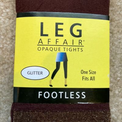 Leg Affair Opaque Tights Glitter Footless One Size Fits All Maroon