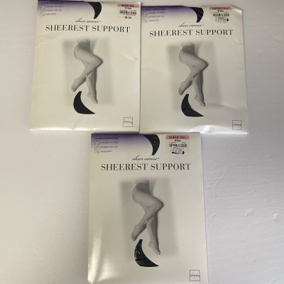 Sheer Caress Sheerest Support Control Top Panty Queen Tall Off Black Lot Of 3