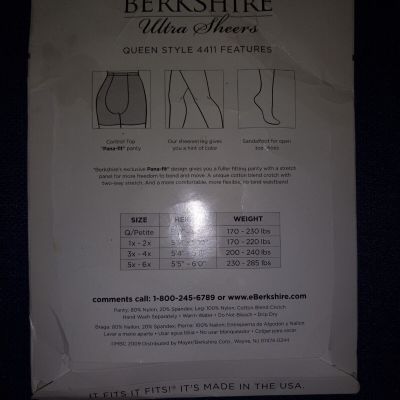 Berkshire Queen Ultra Sheer Control Top Pantyhose Choose Size & Color New 4411